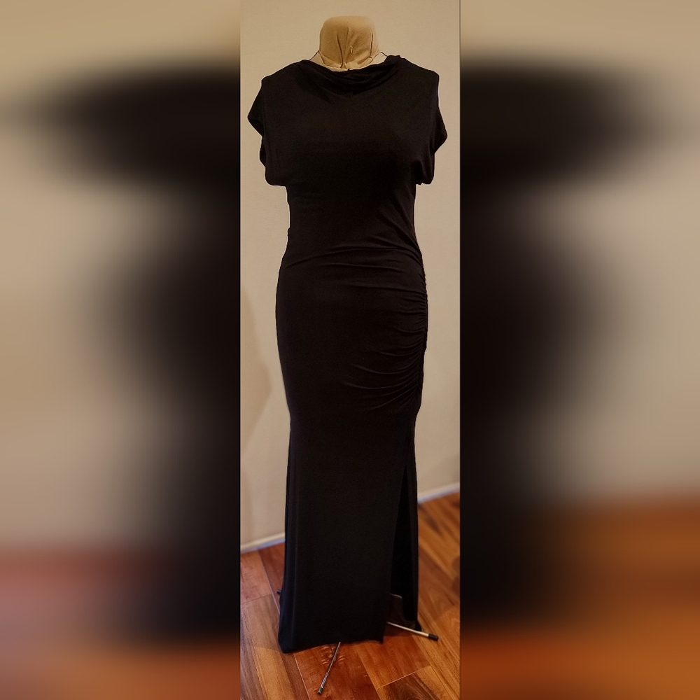 Black long knit dress